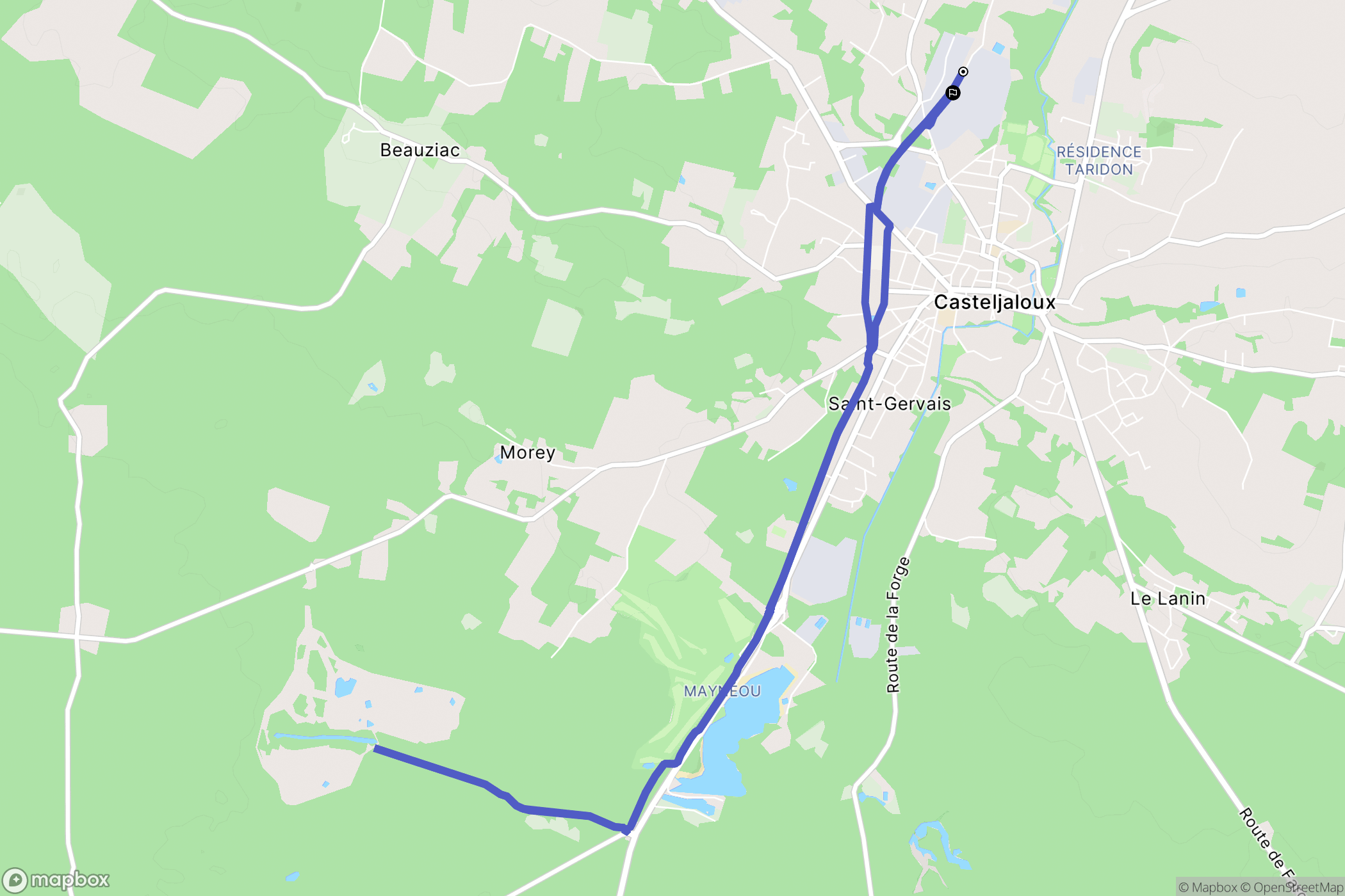 Casteljaloux : carte du parcours de randonnée - France