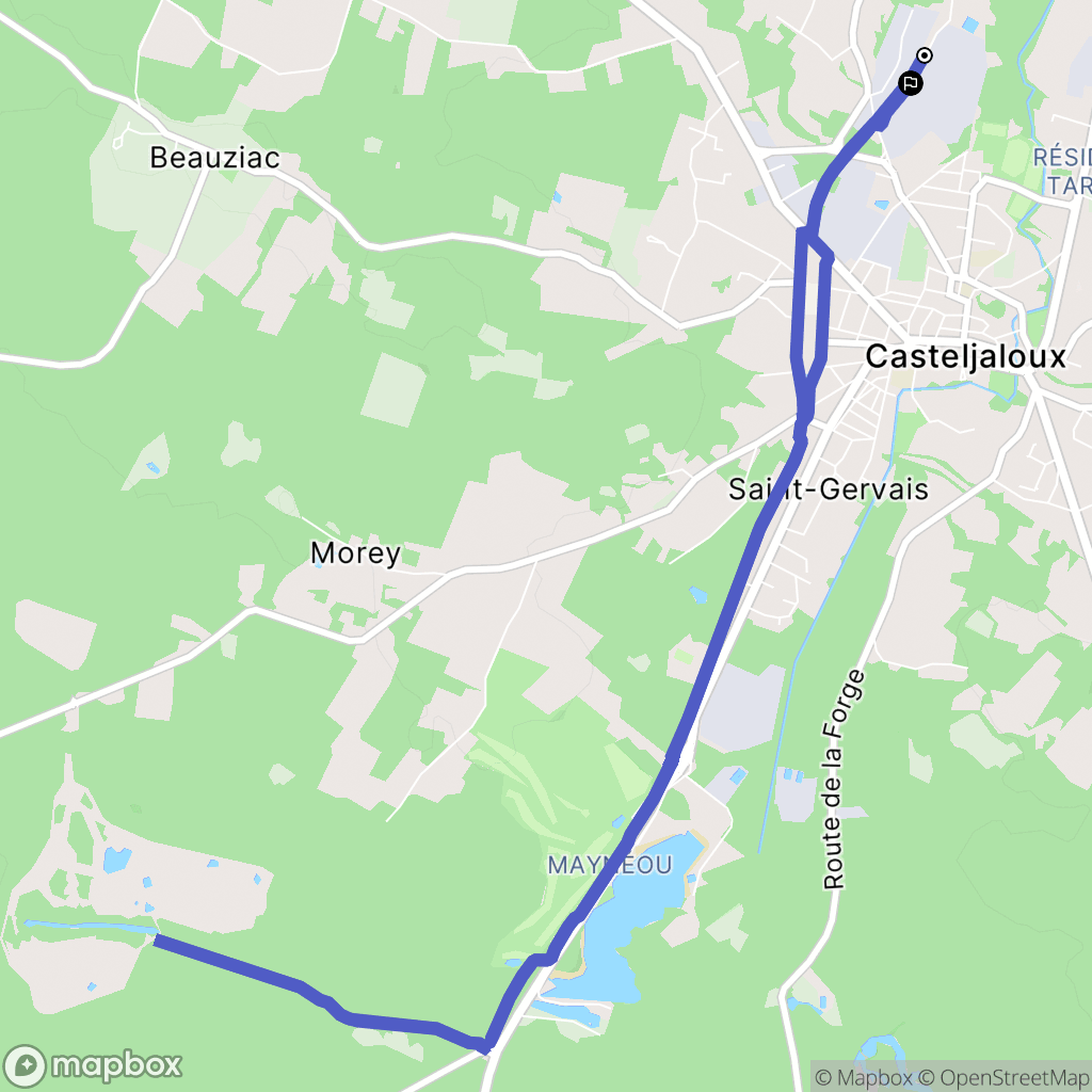 Casteljaloux : carte du parcours de randonnée - France