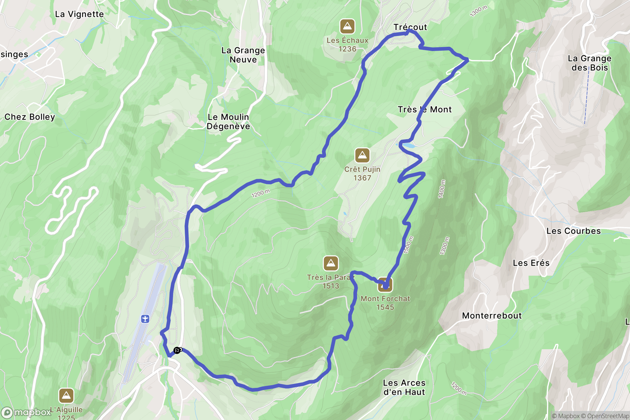 Habère-Poche : carte du parcours de randonnée - France