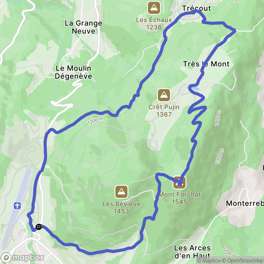 Habère-Poche : carte du parcours de randonnée - France