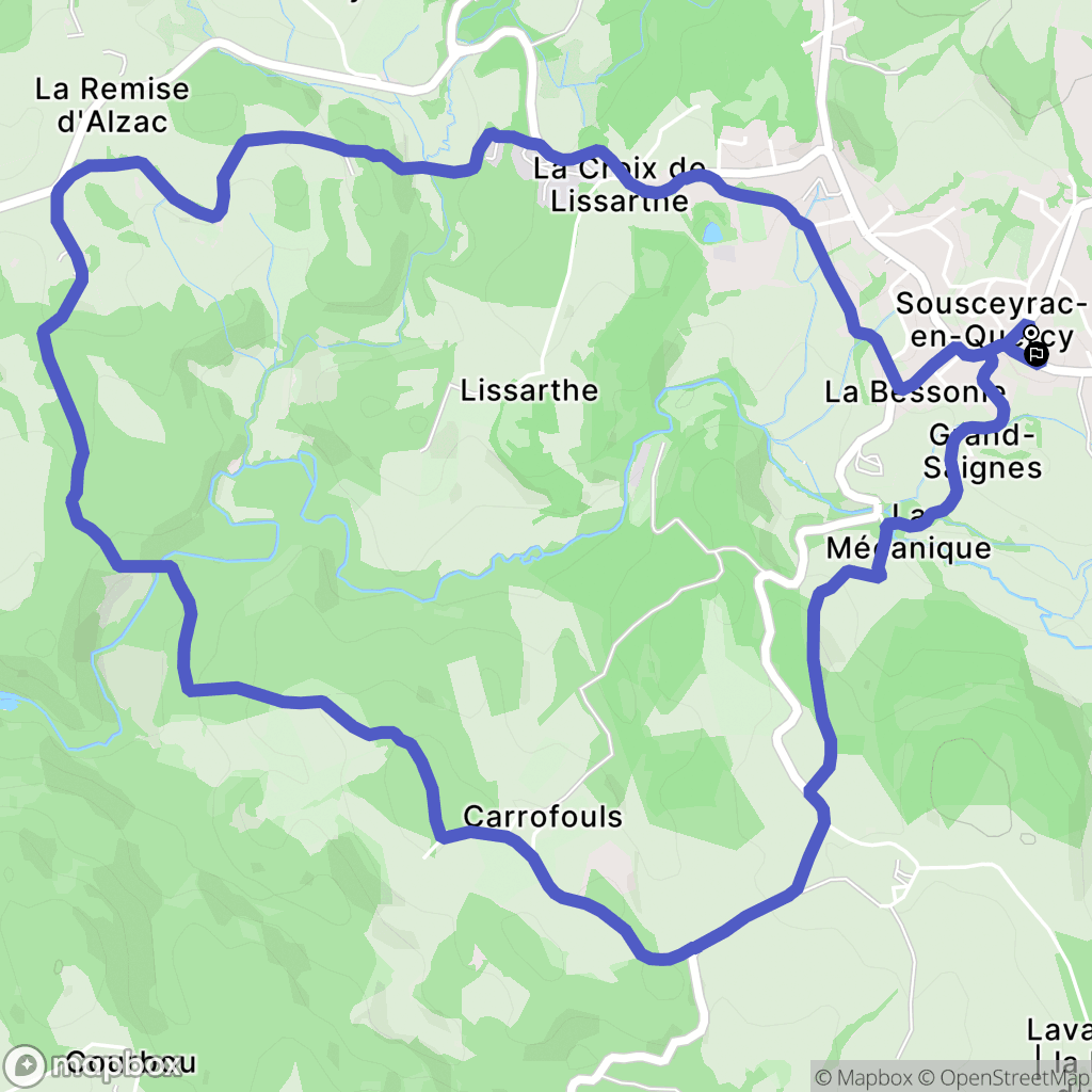 Sousceyrac-en-Quercy : carte du parcours de randonnée - France