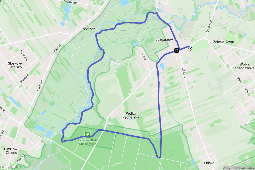 Jazgarzew: mapa trasy - Poland
