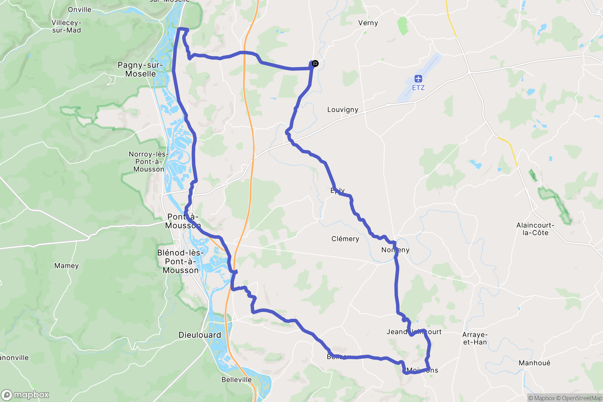 Sillegny : carte du parcours de randonnée - France