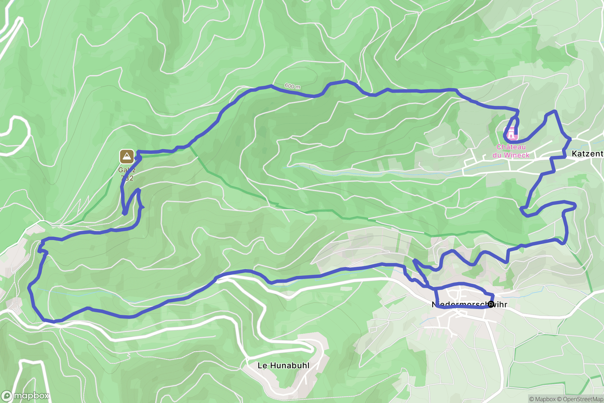 Niedermorschwihr : carte du parcours de randonnée - France