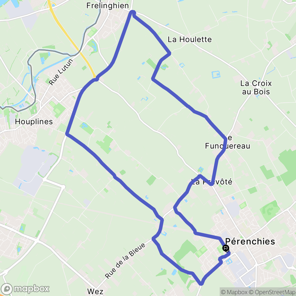 Pérenchies : carte du parcours de randonnée - France