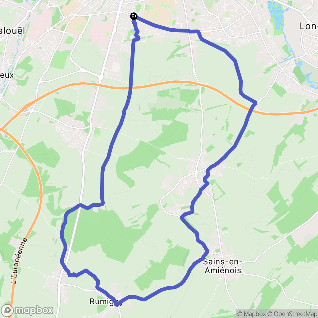 Amiens : carte du parcours de randonnée - France