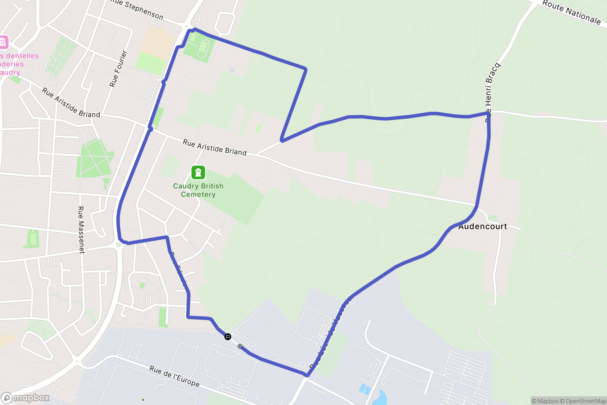 Caudry : carte du parcours de randonnée - France