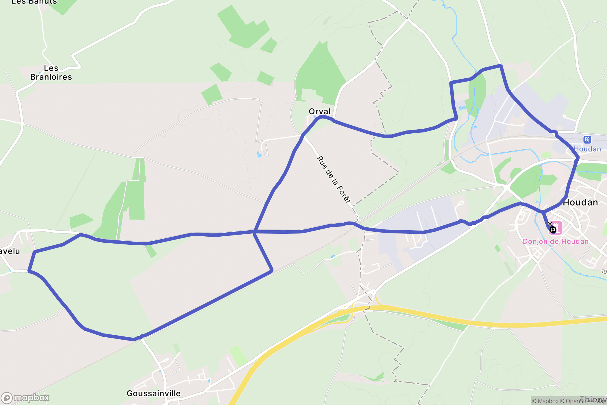 Houdan : carte du parcours de randonnée - France