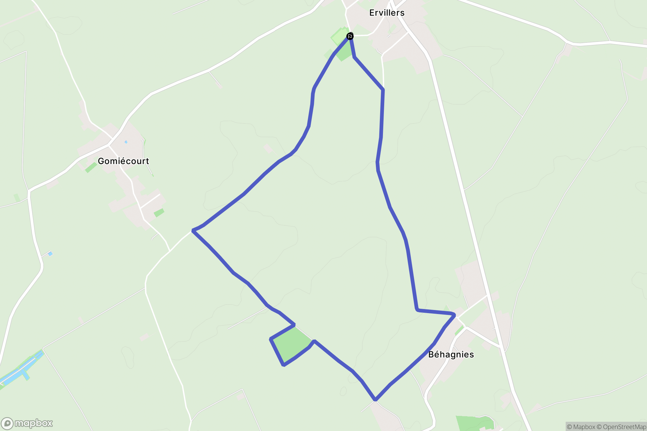 Ervillers : carte du parcours de randonnée - France