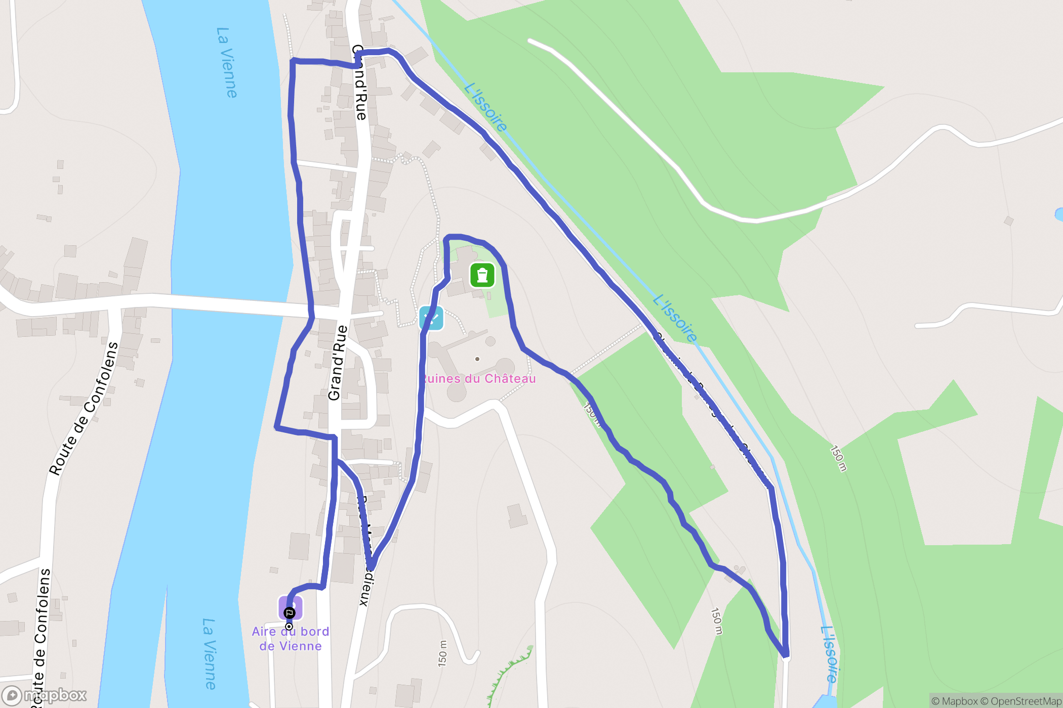 Confolens : carte du parcours de randonnée - France