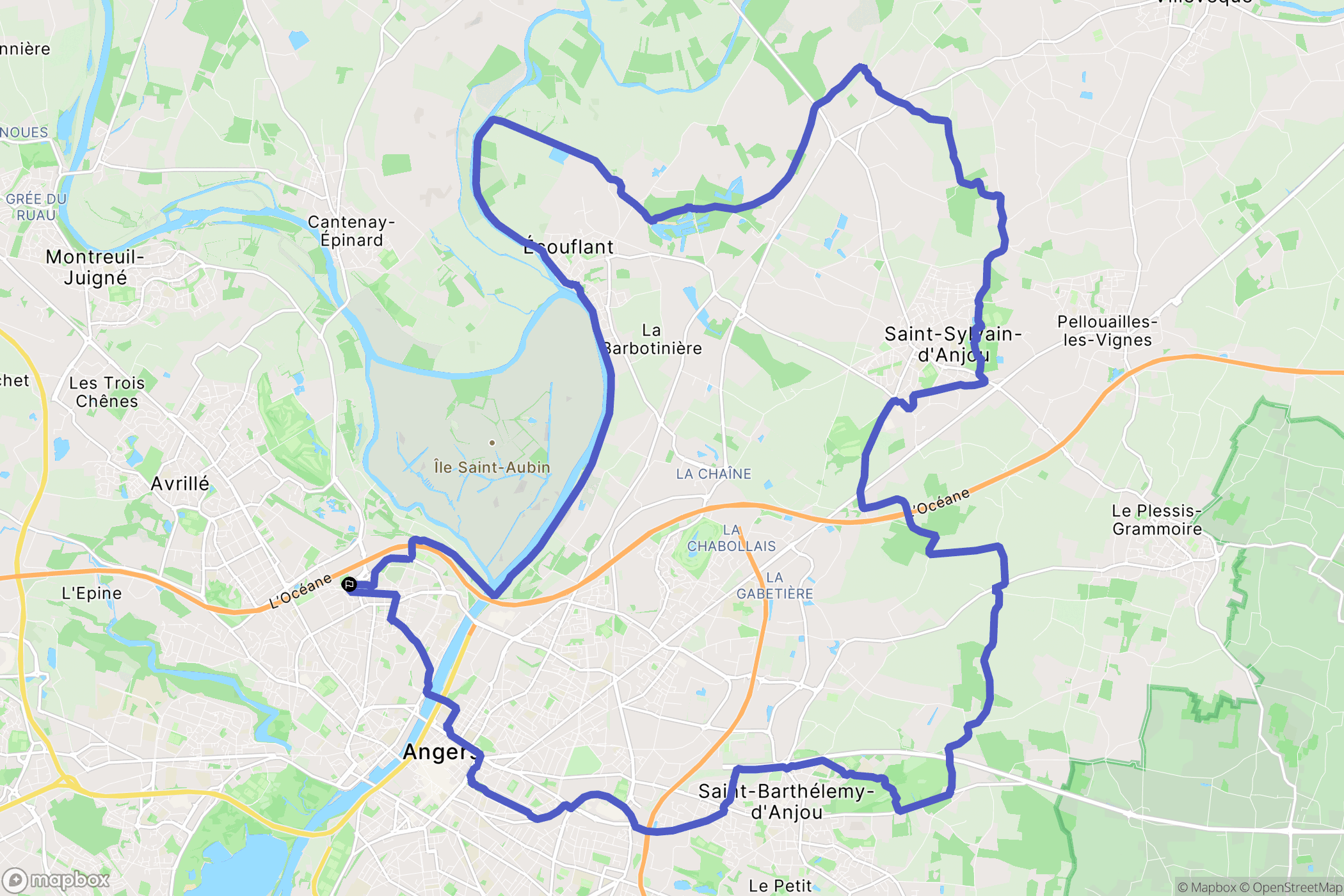 Angers : carte du parcours de randonnée - France