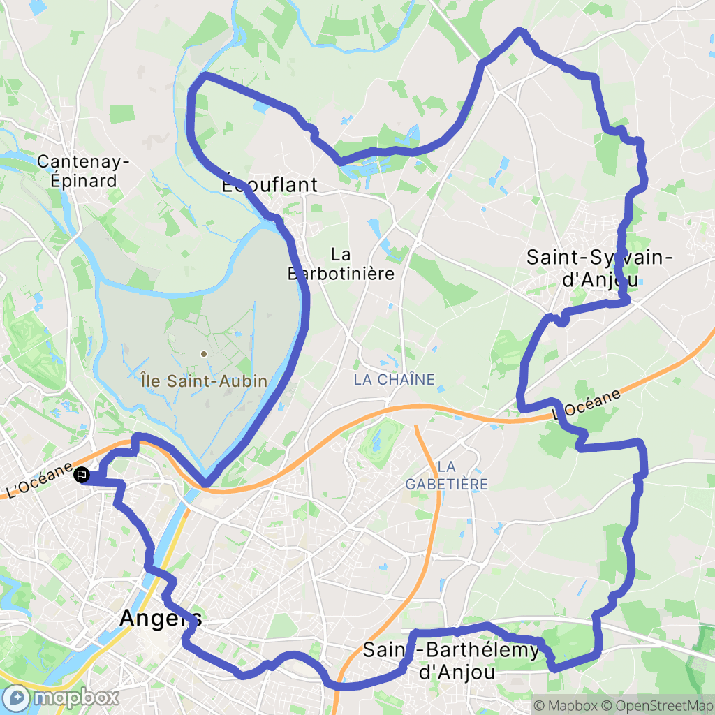 Angers : carte du parcours de randonnée - France