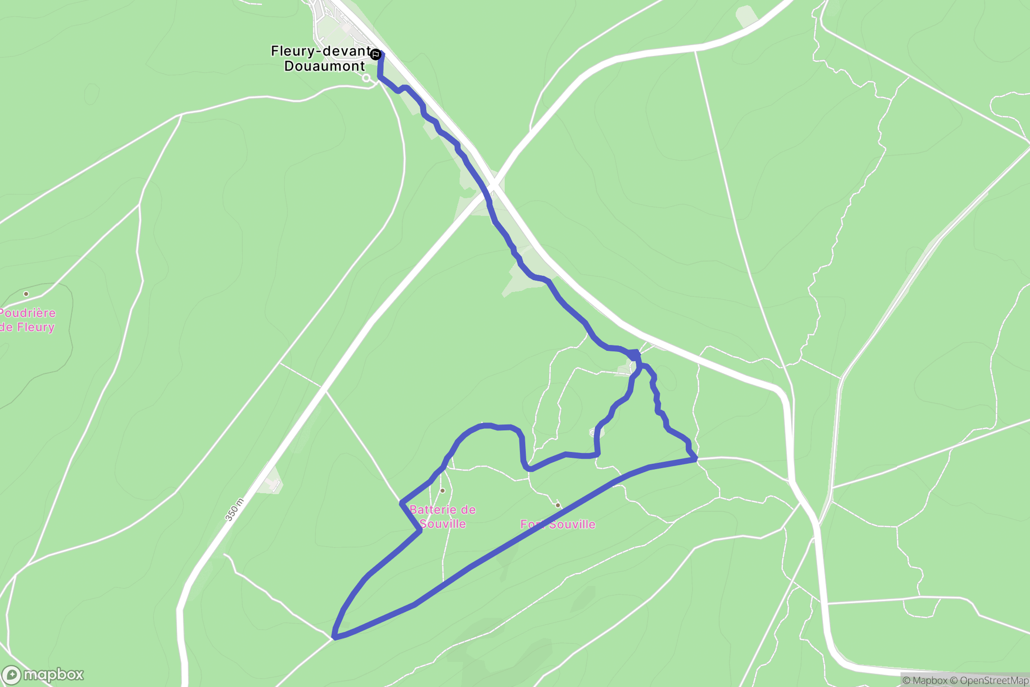 Fleury-devant-Douaumont : carte du parcours de randonnée - France