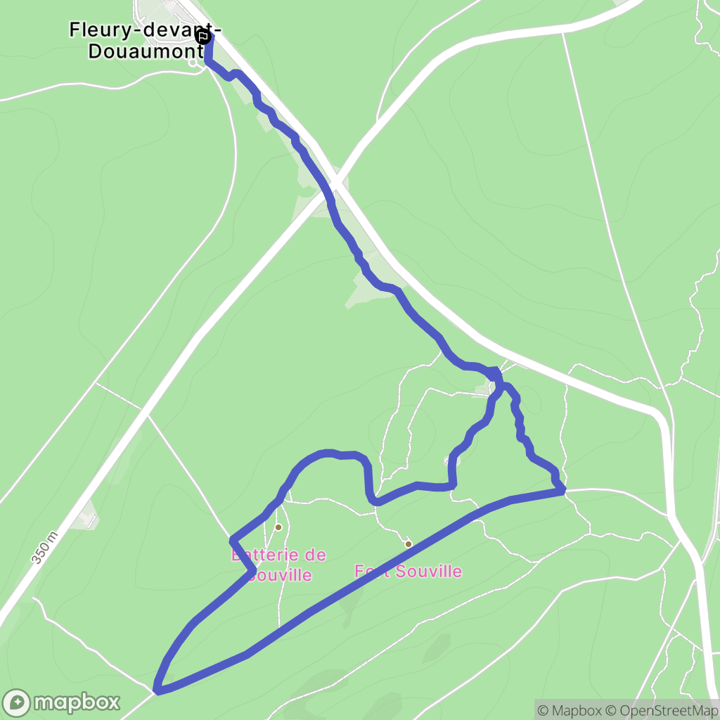 Fleury-devant-Douaumont : carte du parcours de randonnée - France