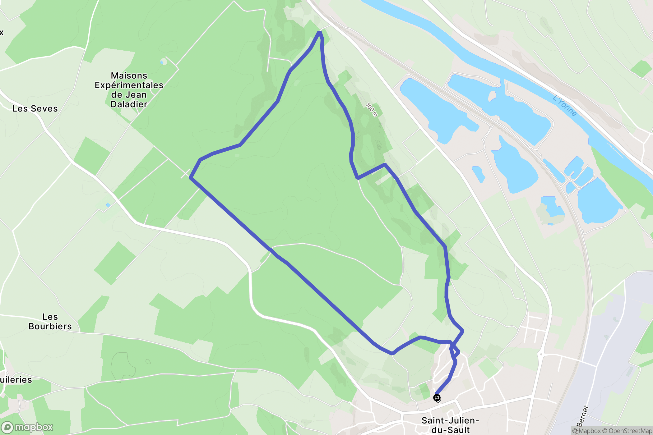 Saint-Julien-du-Sault : carte du parcours de randonnée - France