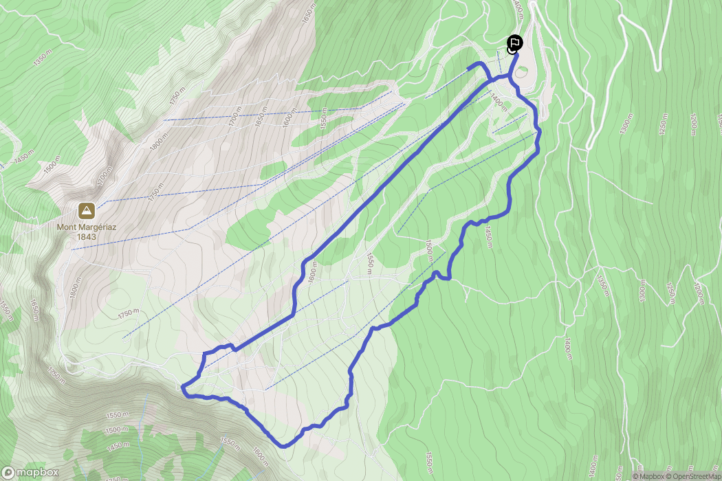 Aillon-le-Jeune : carte du parcours de randonnée - France