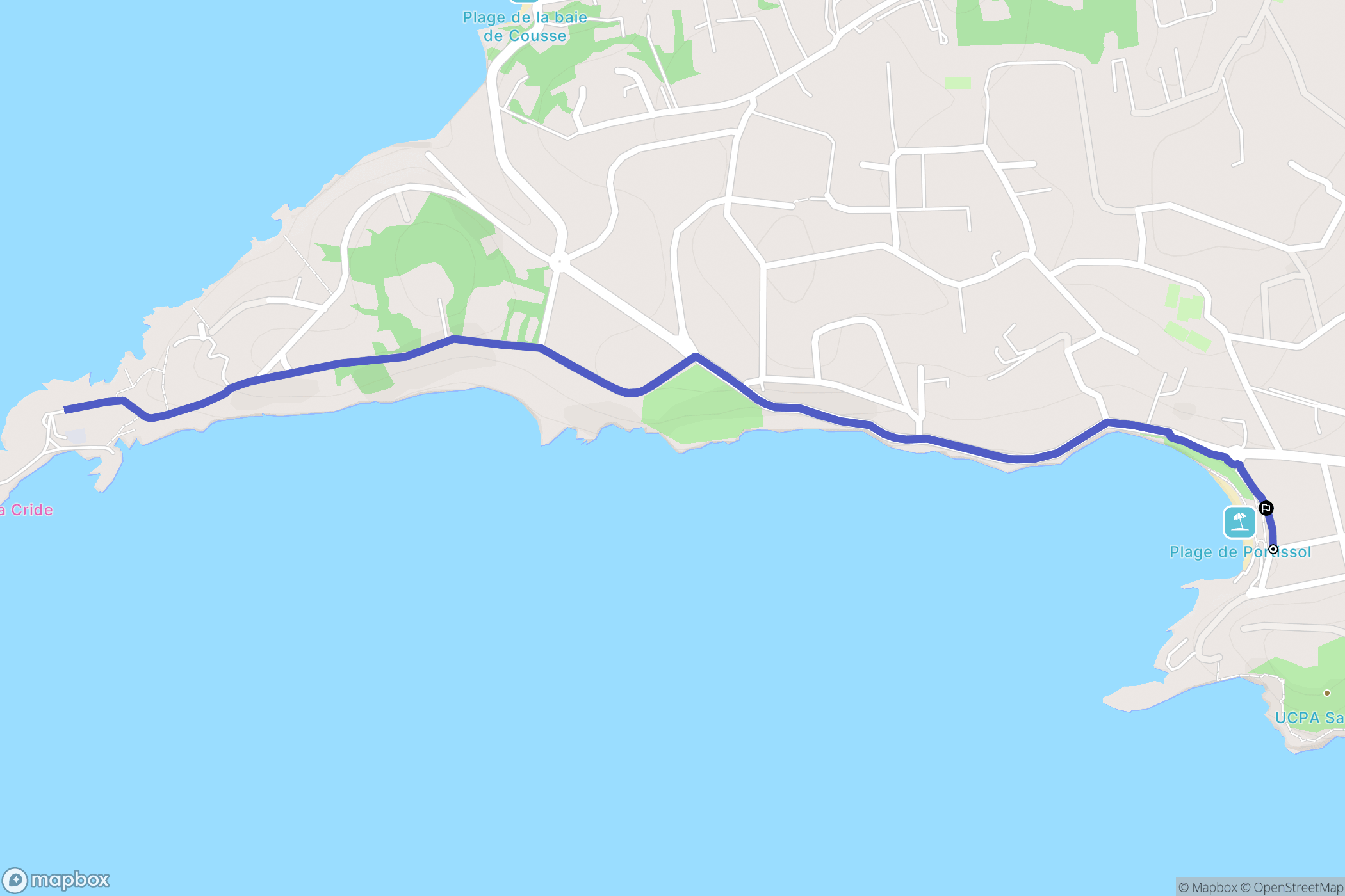 Sanary-sur-Mer : carte du parcours de randonnée - France