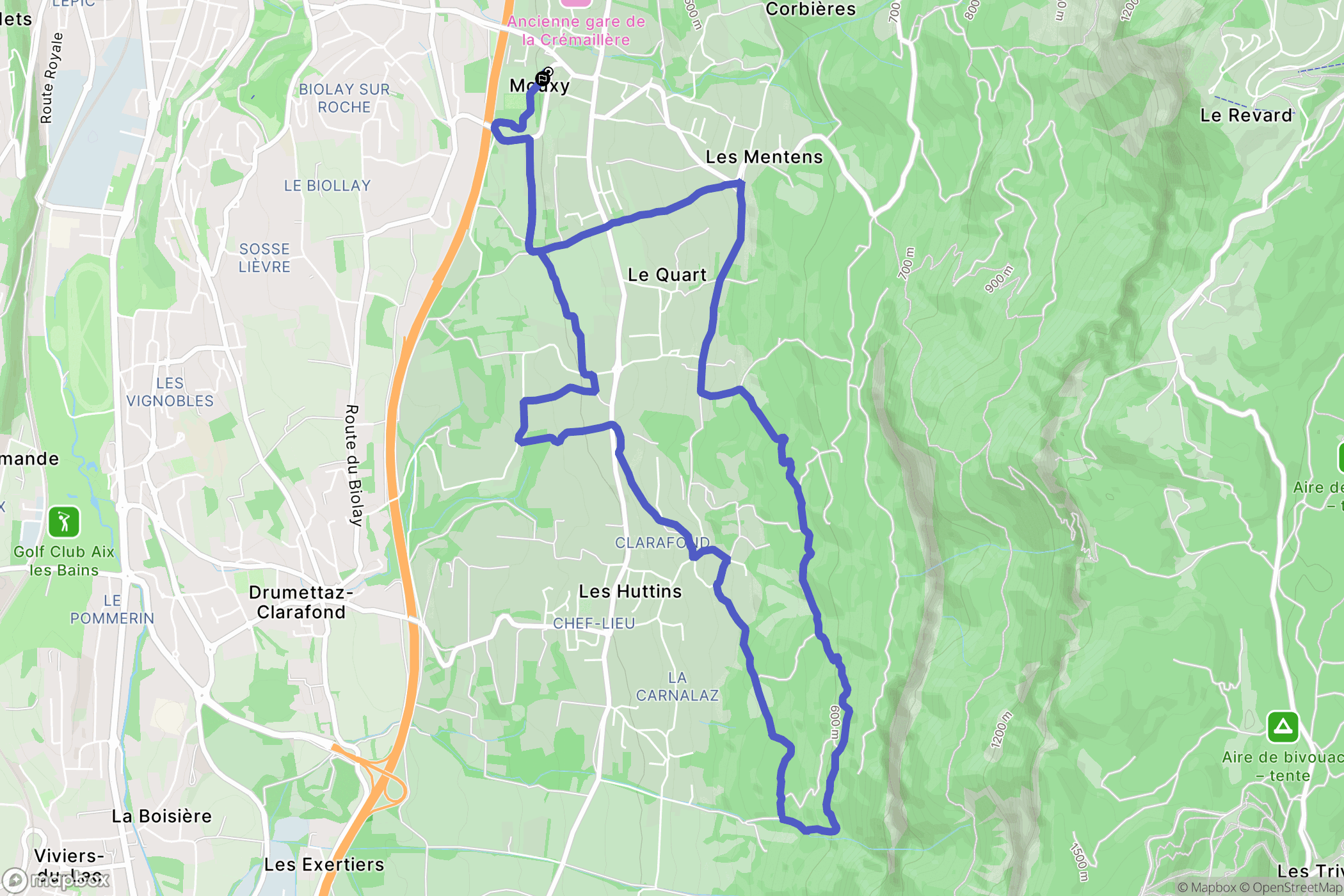 Mouxy : carte du parcours de randonnée - France