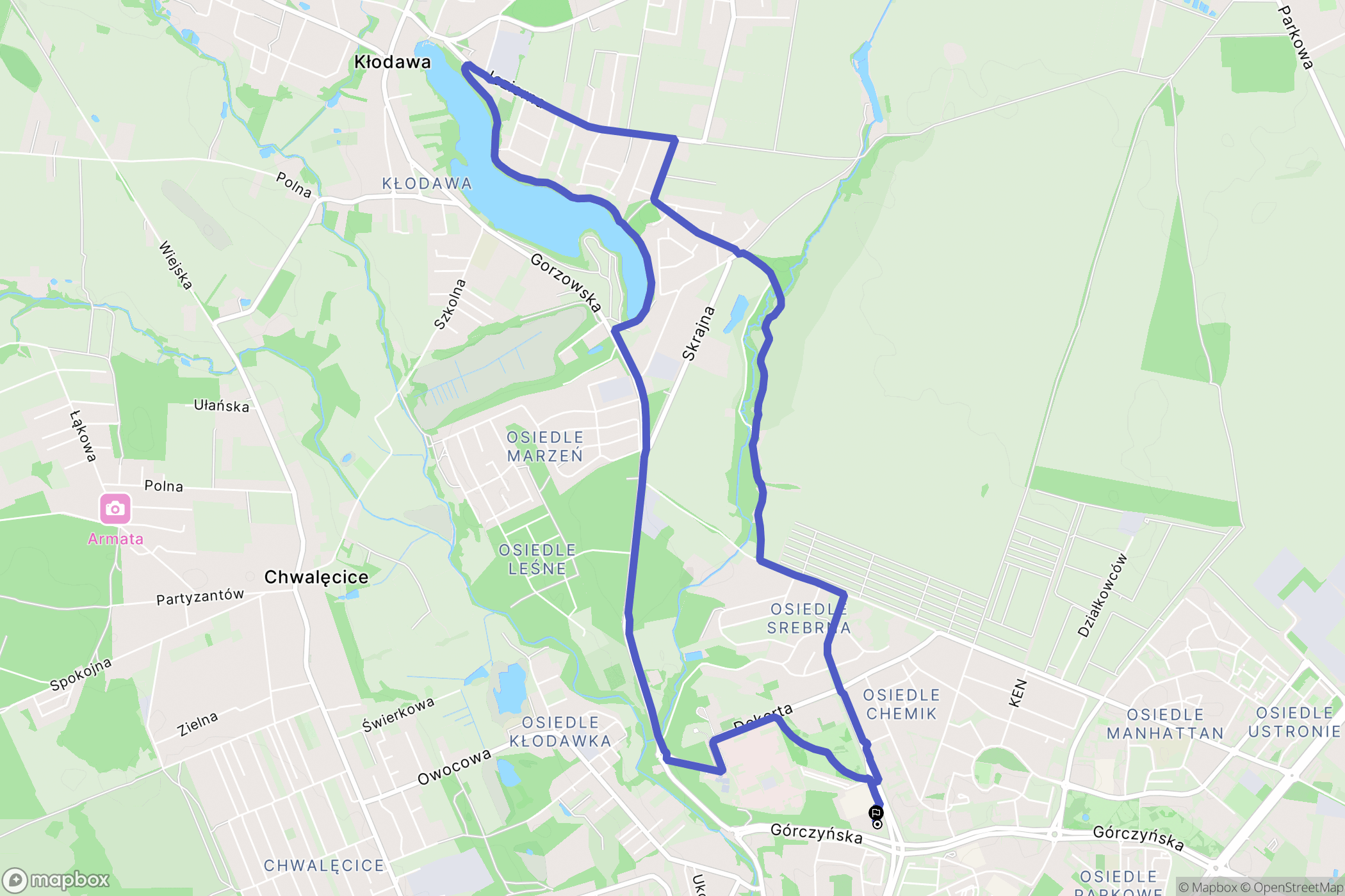 Gorzów Wielkopolski: mapa trasy - Poland