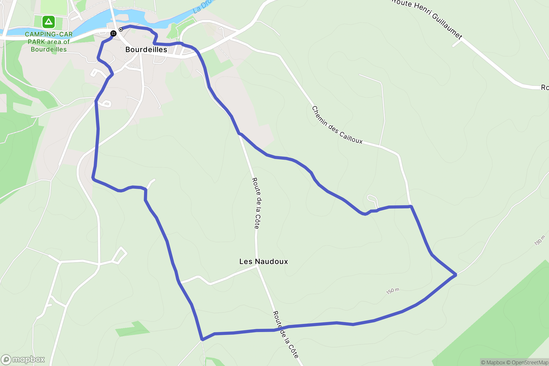 Bourdeilles : carte du parcours de randonnée - France