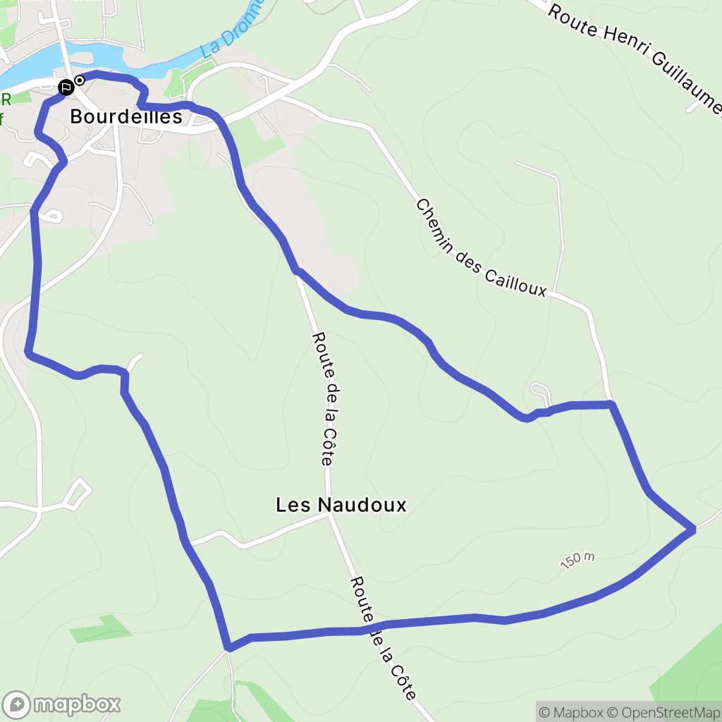 Bourdeilles : carte du parcours de randonnée - France