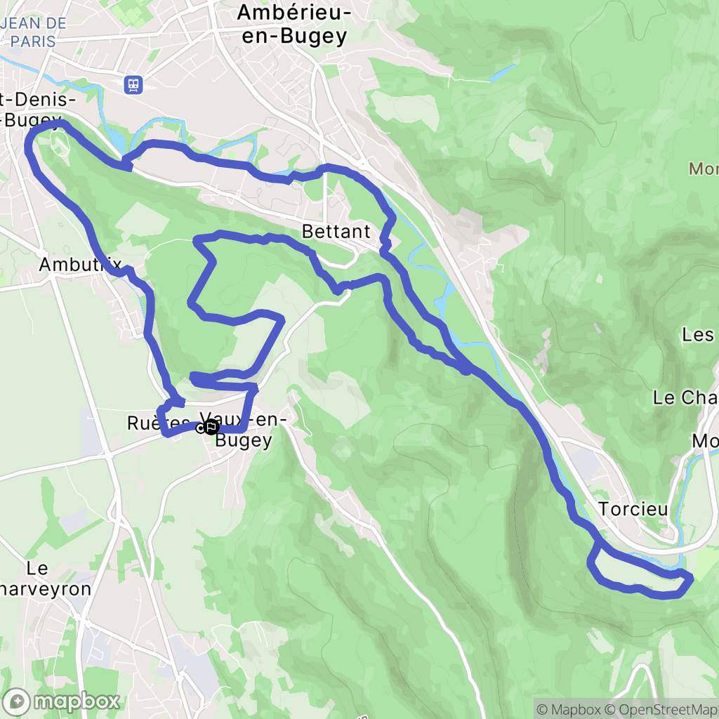 Vaux-en-Bugey : carte du parcours de randonnée - France