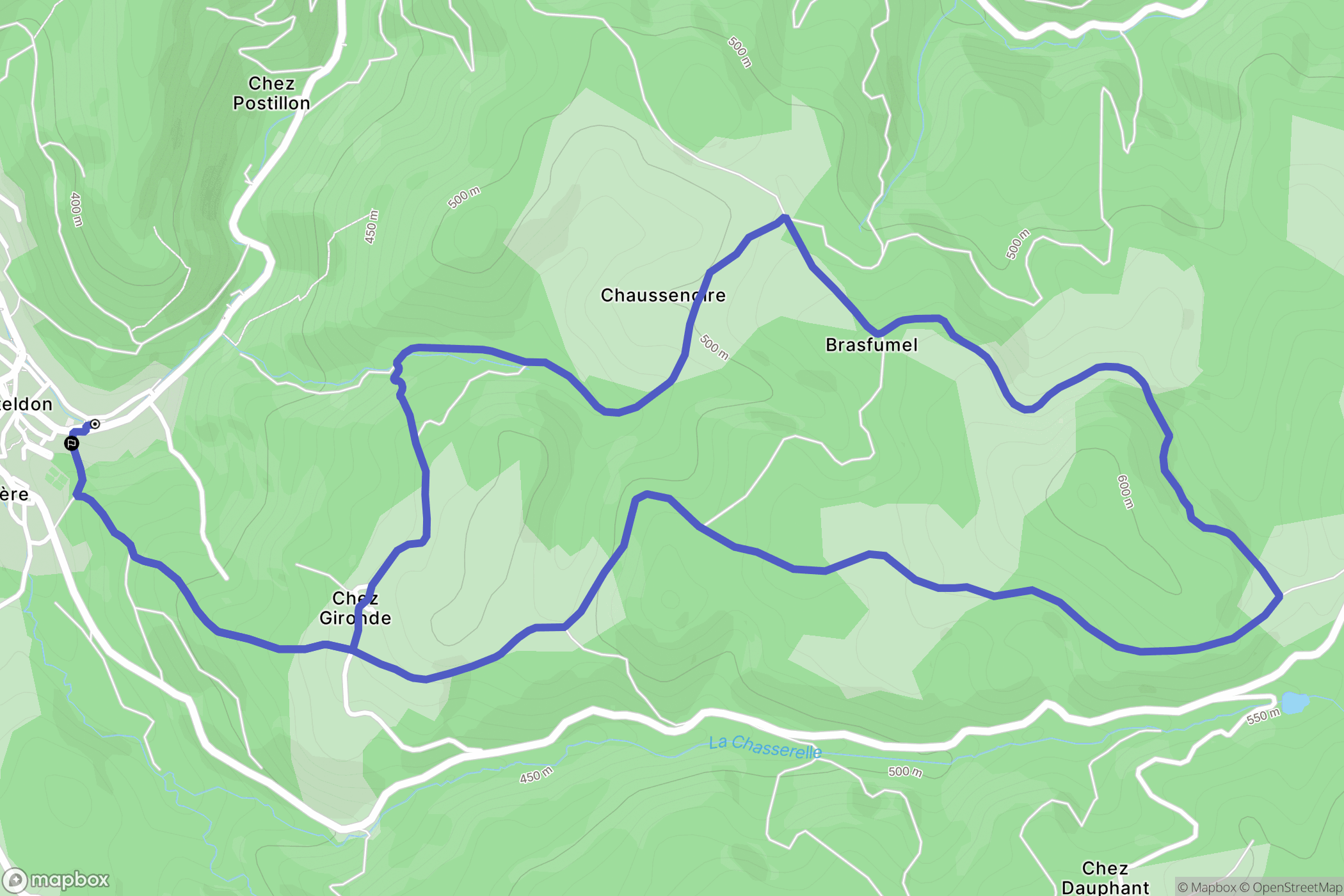 Châteldon : carte du parcours de randonnée - France
