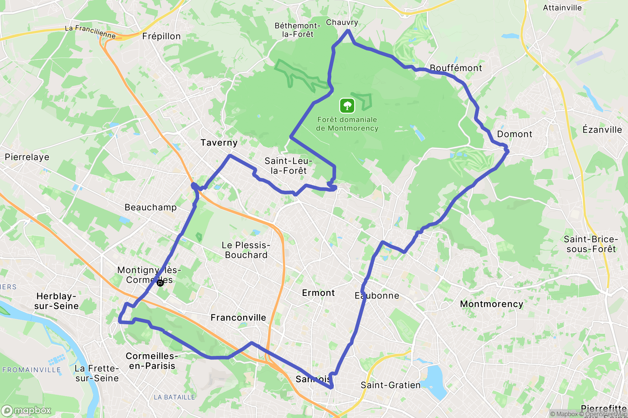 Montigny-lès-Cormeilles : carte du parcours de randonnée - France