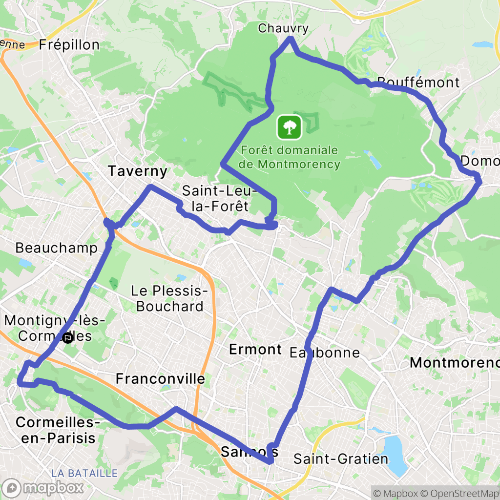 Montigny-lès-Cormeilles : carte du parcours de randonnée - France