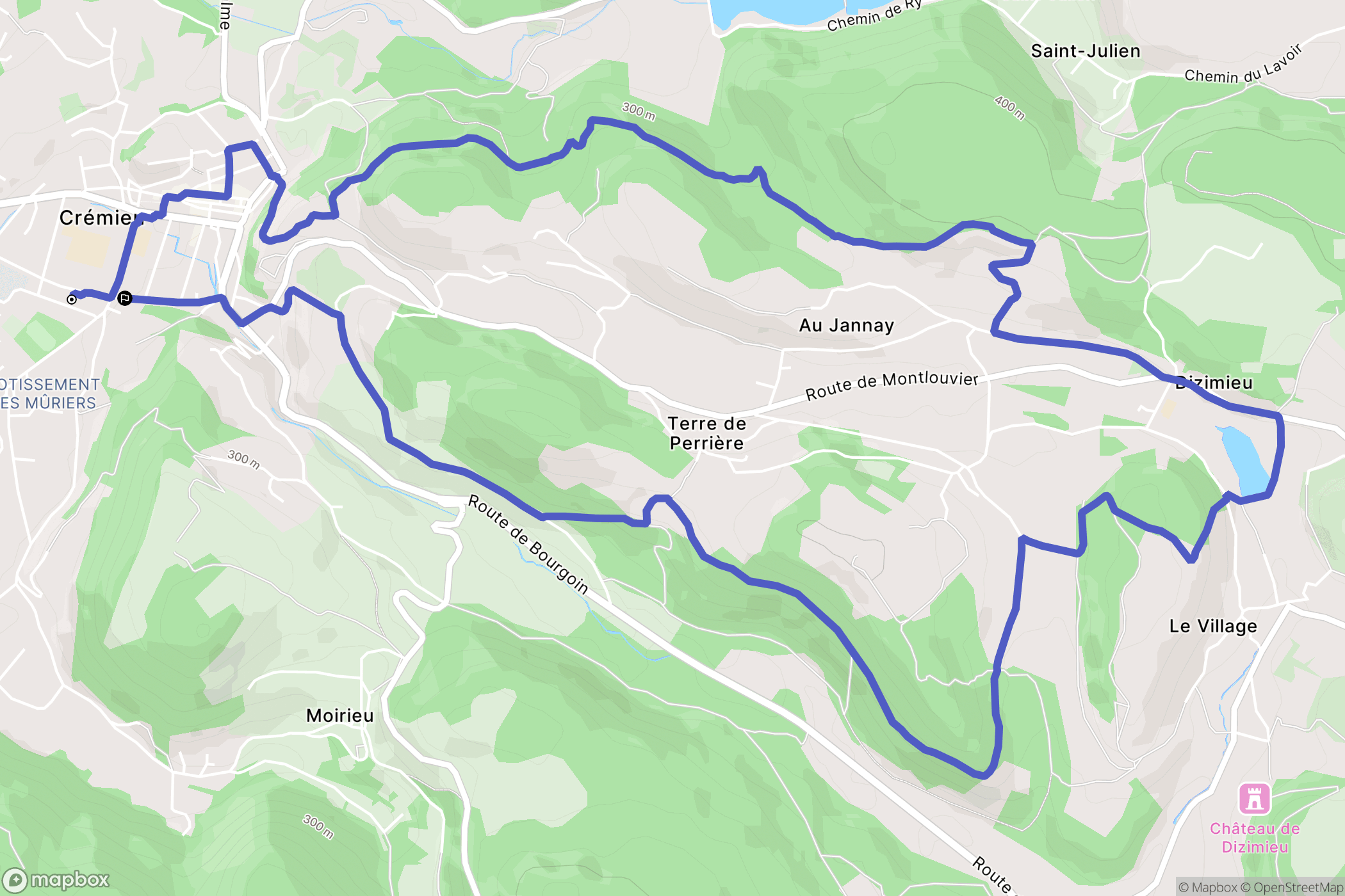 Crémieu : carte du parcours de randonnée - France
