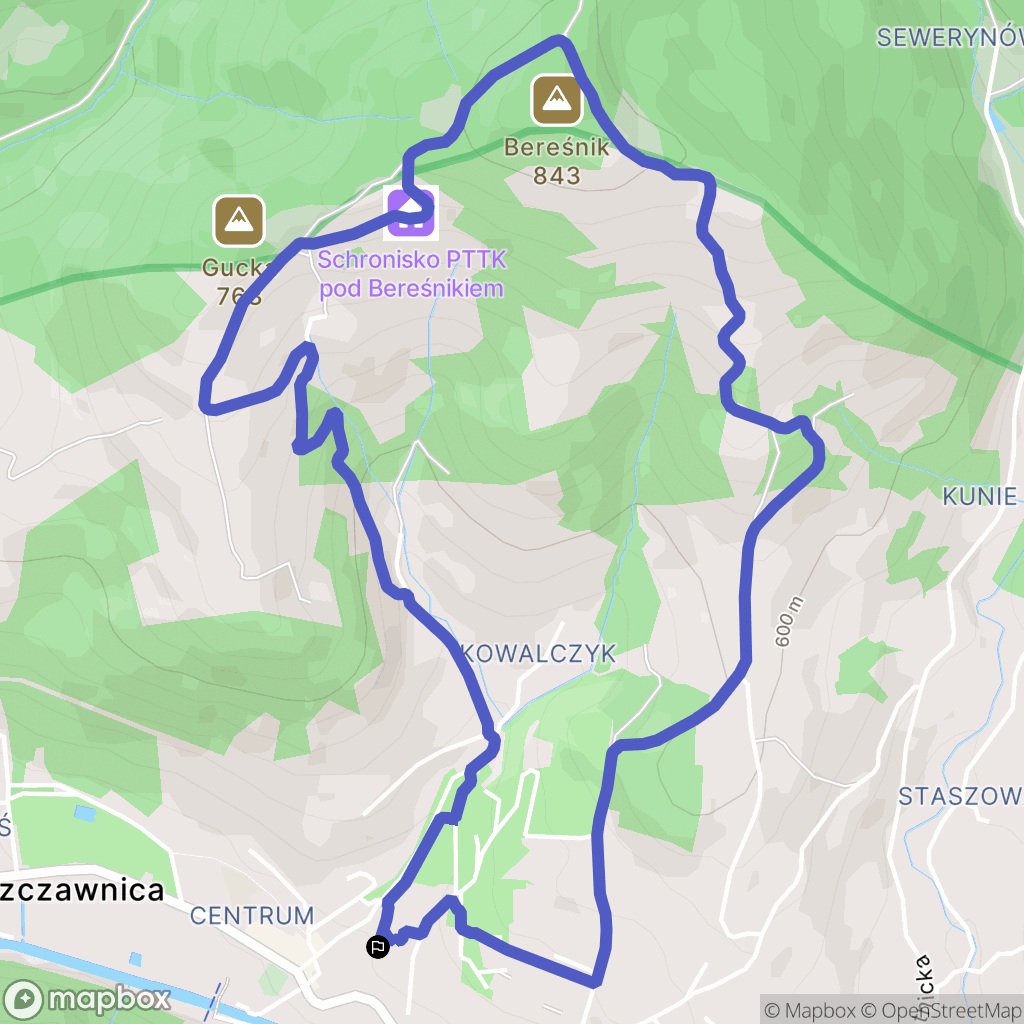 Szczawnica: mapa trasy - Poland