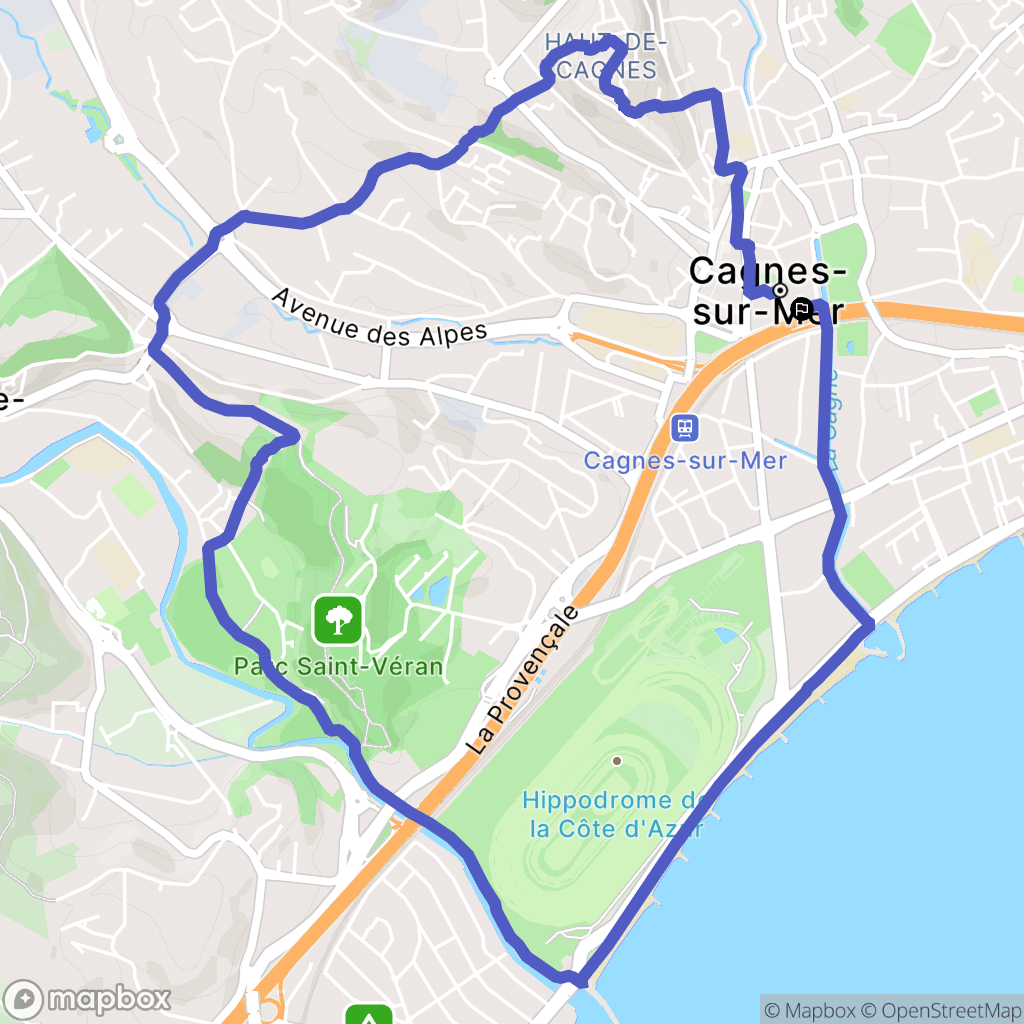 Cagnes-sur-Mer : carte du parcours de randonnée - France