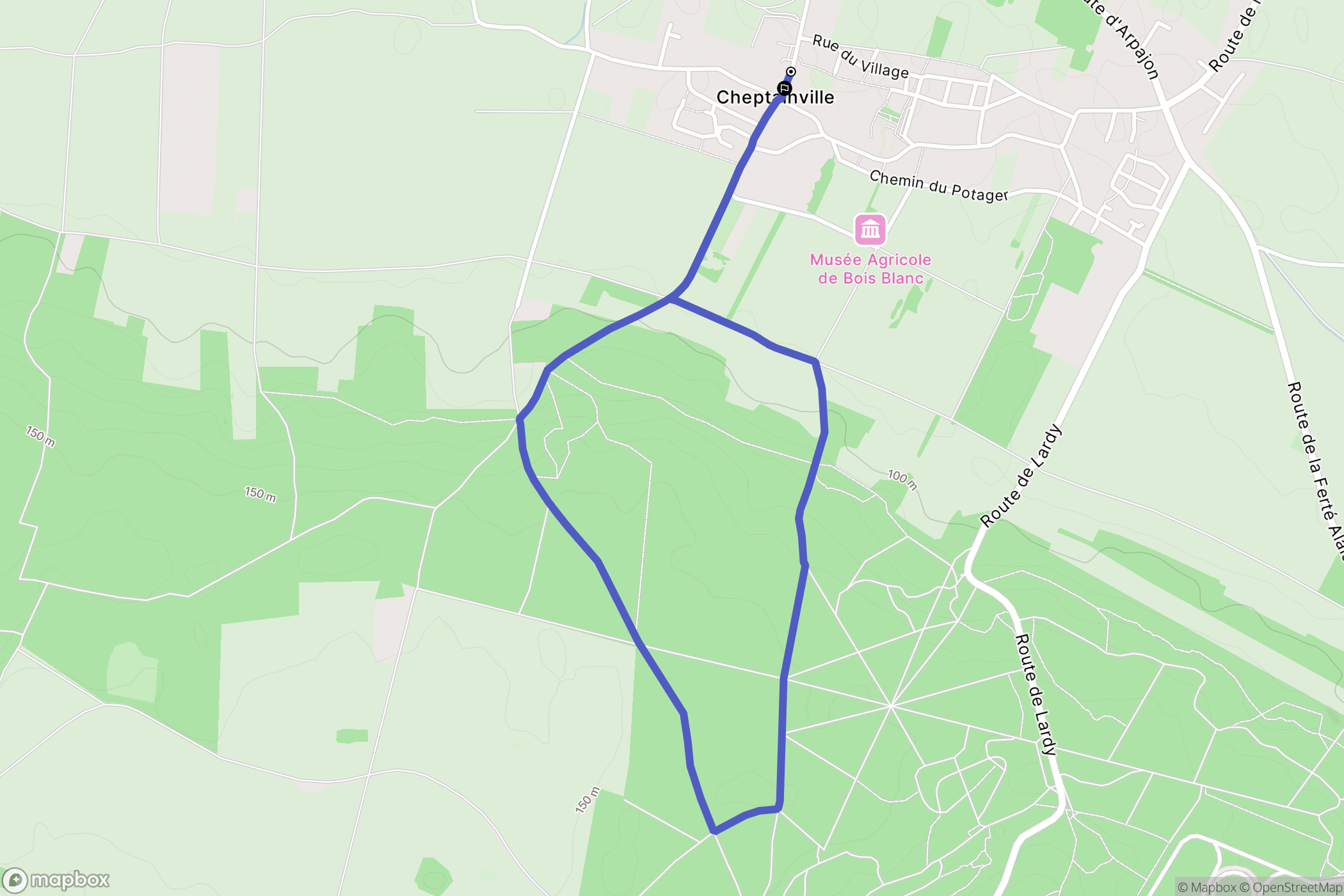 Cheptainville : carte du parcours de randonnée - France