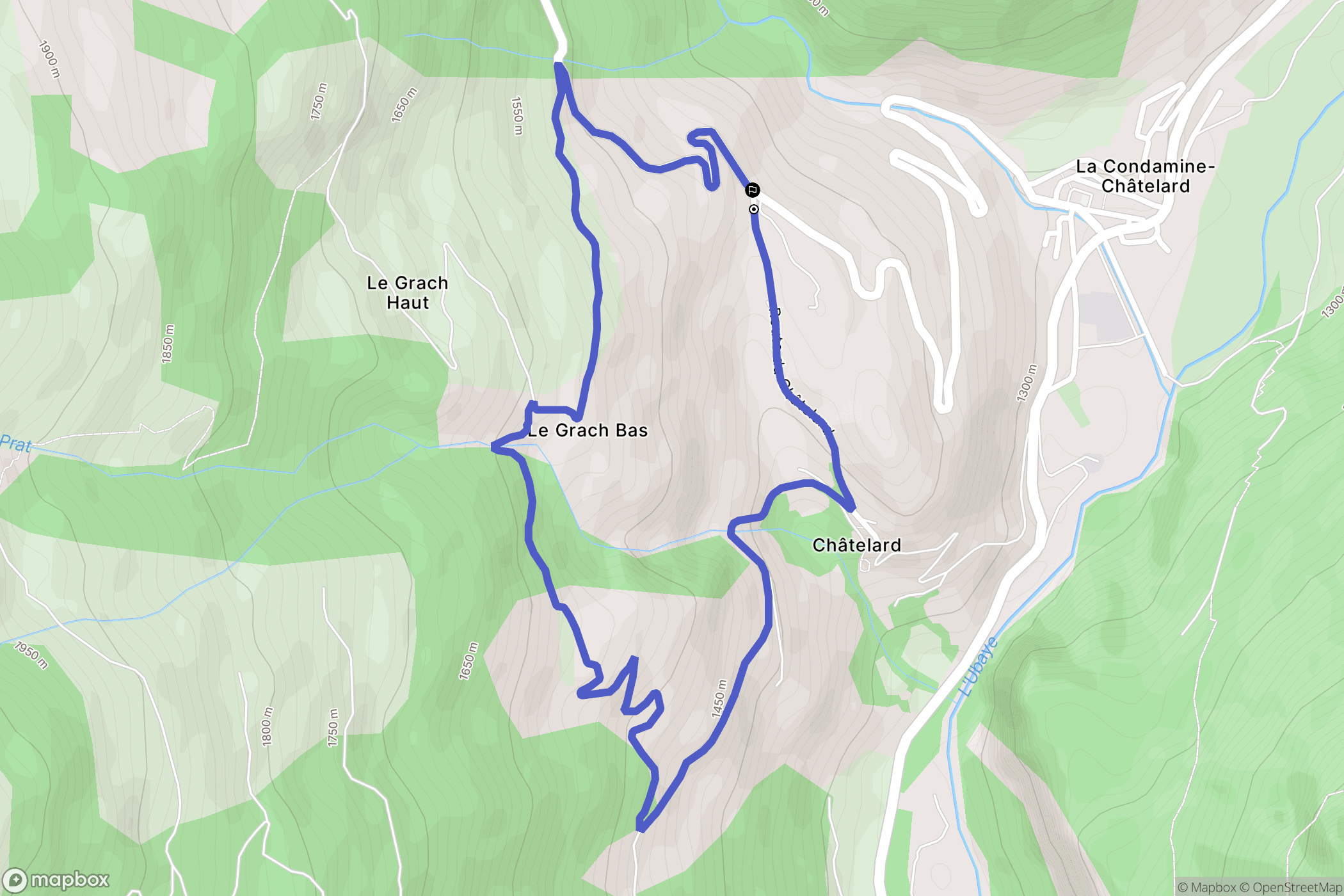 La Condamine-Châtelard : carte du parcours de randonnée - France