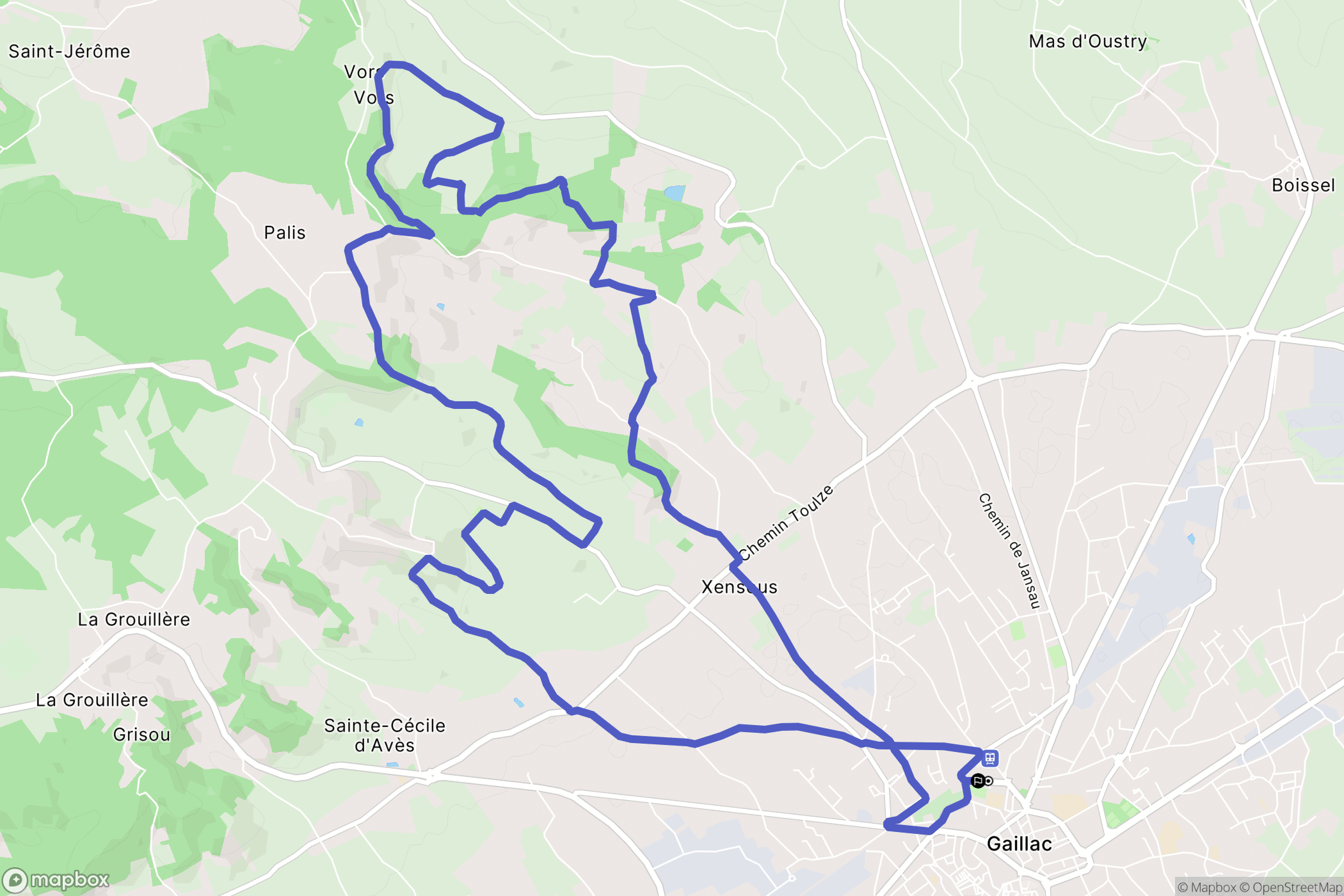 Gaillac : carte du parcours de randonnée - France