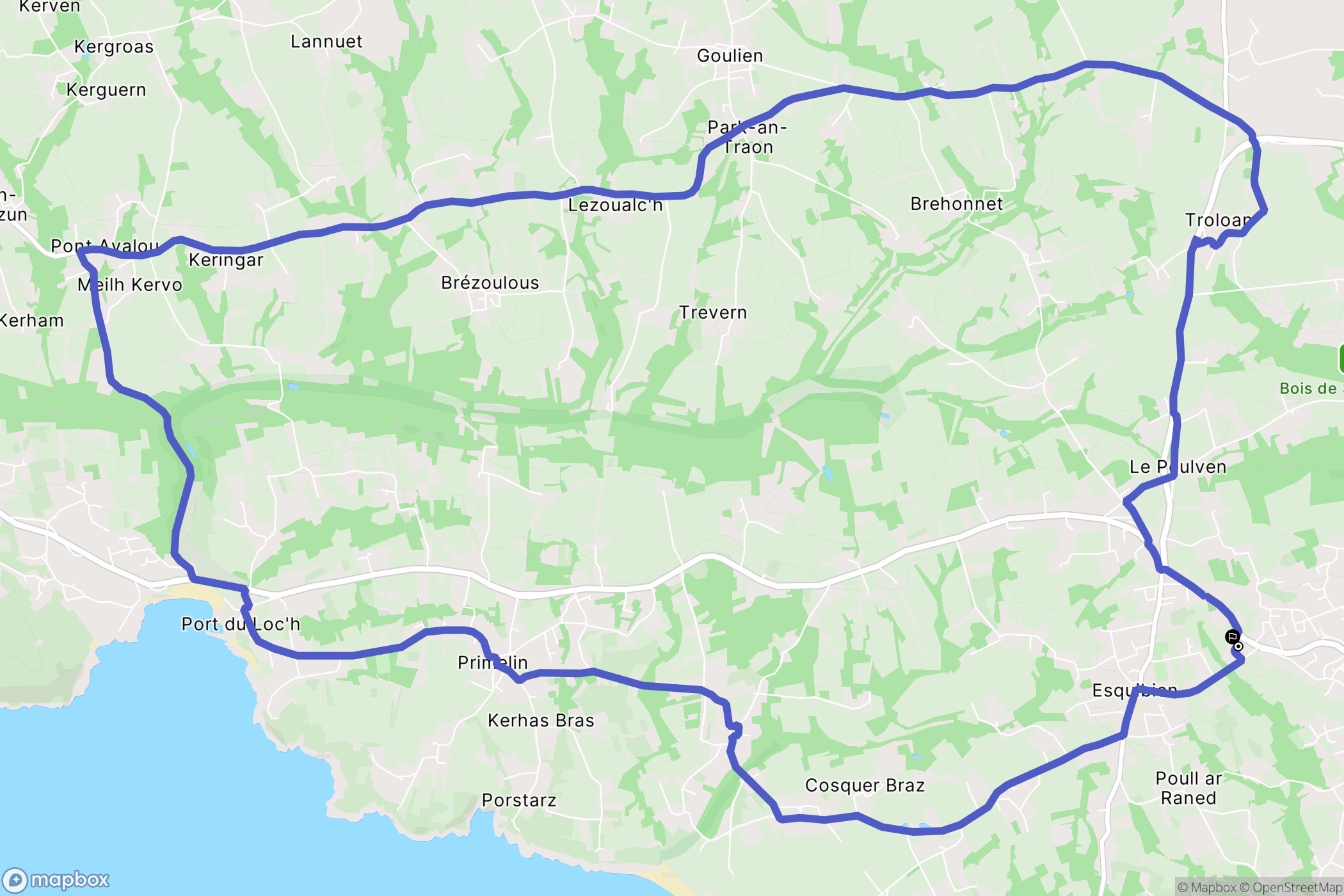 Audierne : carte du parcours de randonnée - France