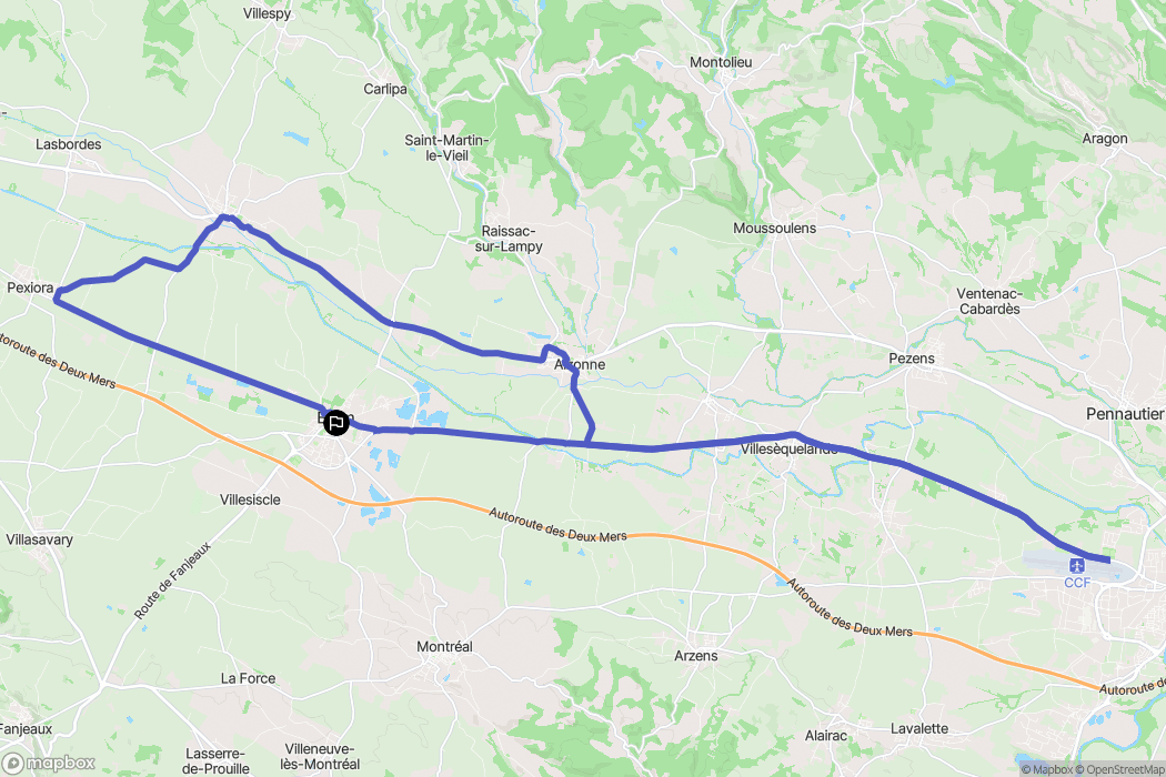 Bram : carte du parcours de randonnée - France