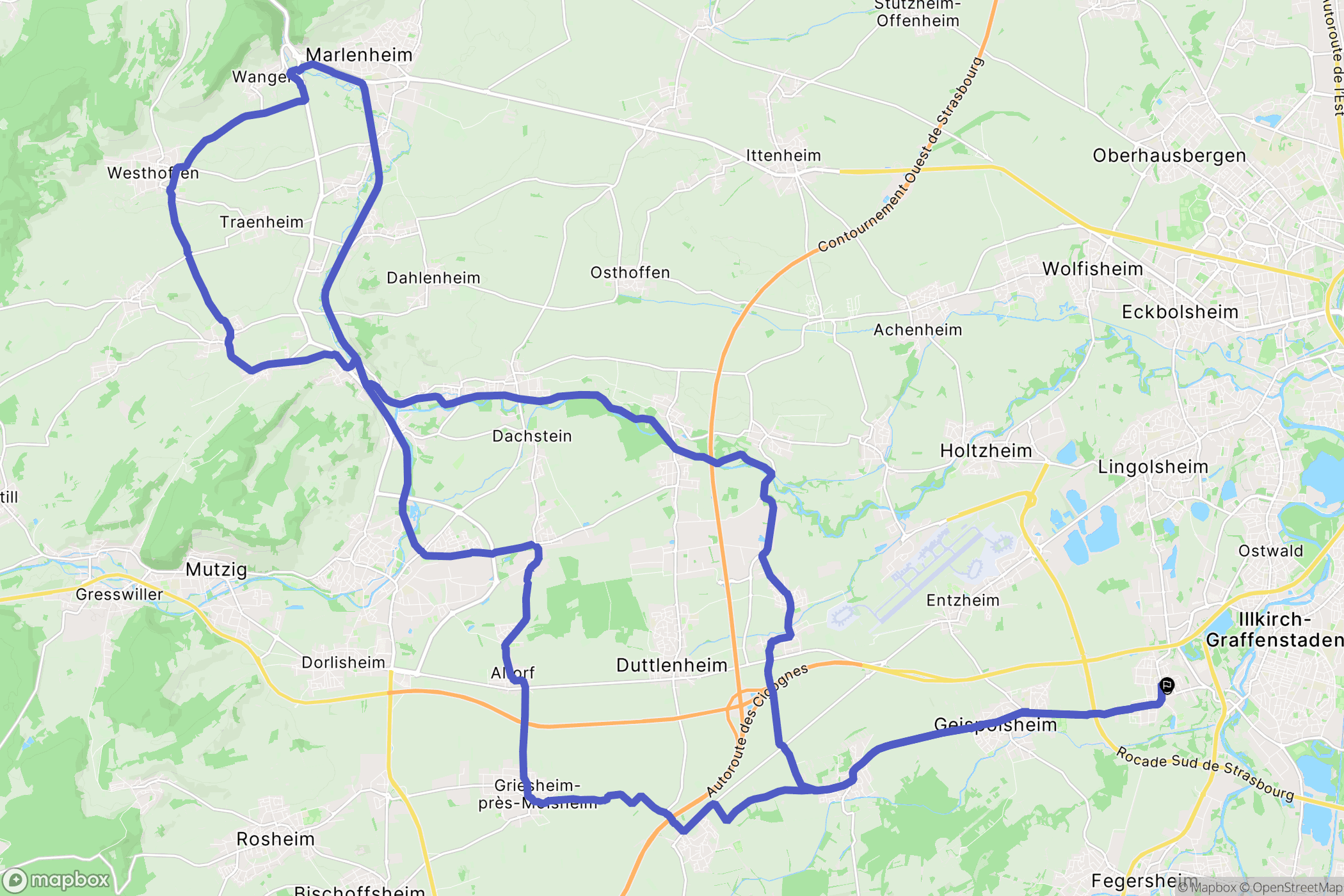 Geispolsheim : carte du parcours de randonnée - France