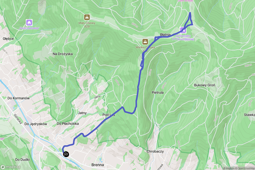 Brenna: mapa trasy - Poland