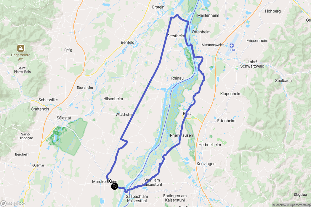 Marckolsheim : carte du parcours de randonnée - France
