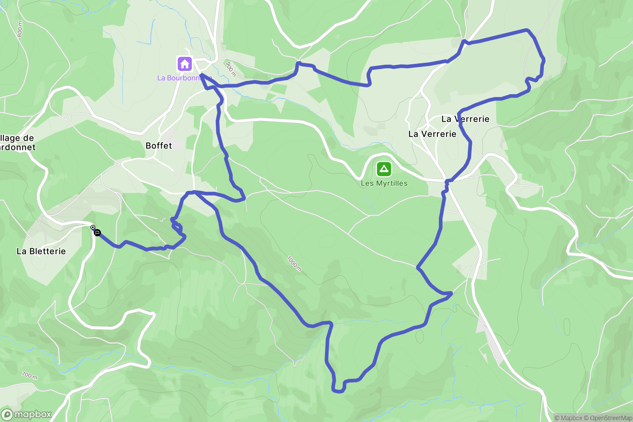Saint-Nicolas-des-Biefs : carte du parcours de randonnée - France