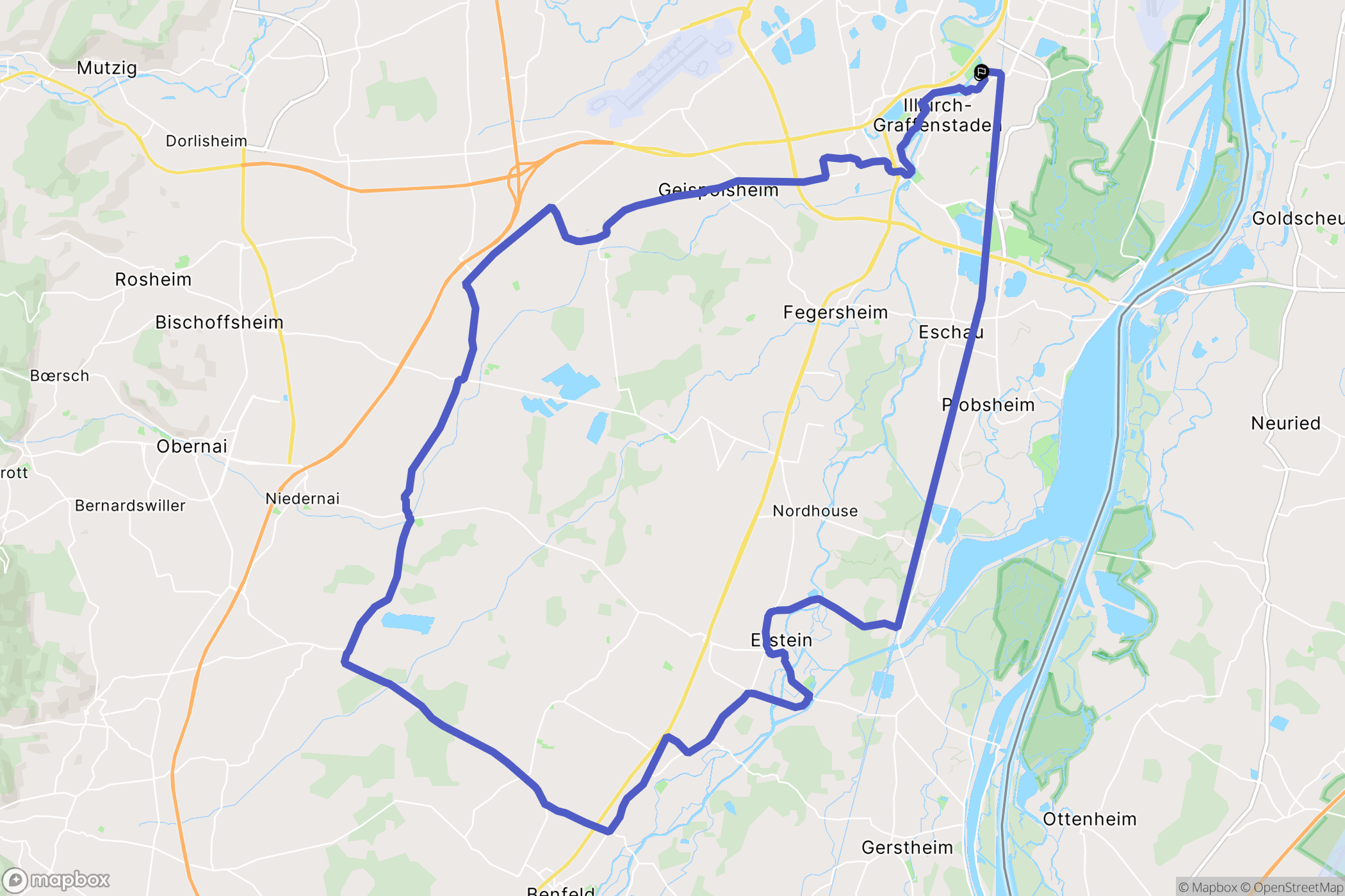 Illkirch-Graffenstaden : carte du parcours de randonnée - France