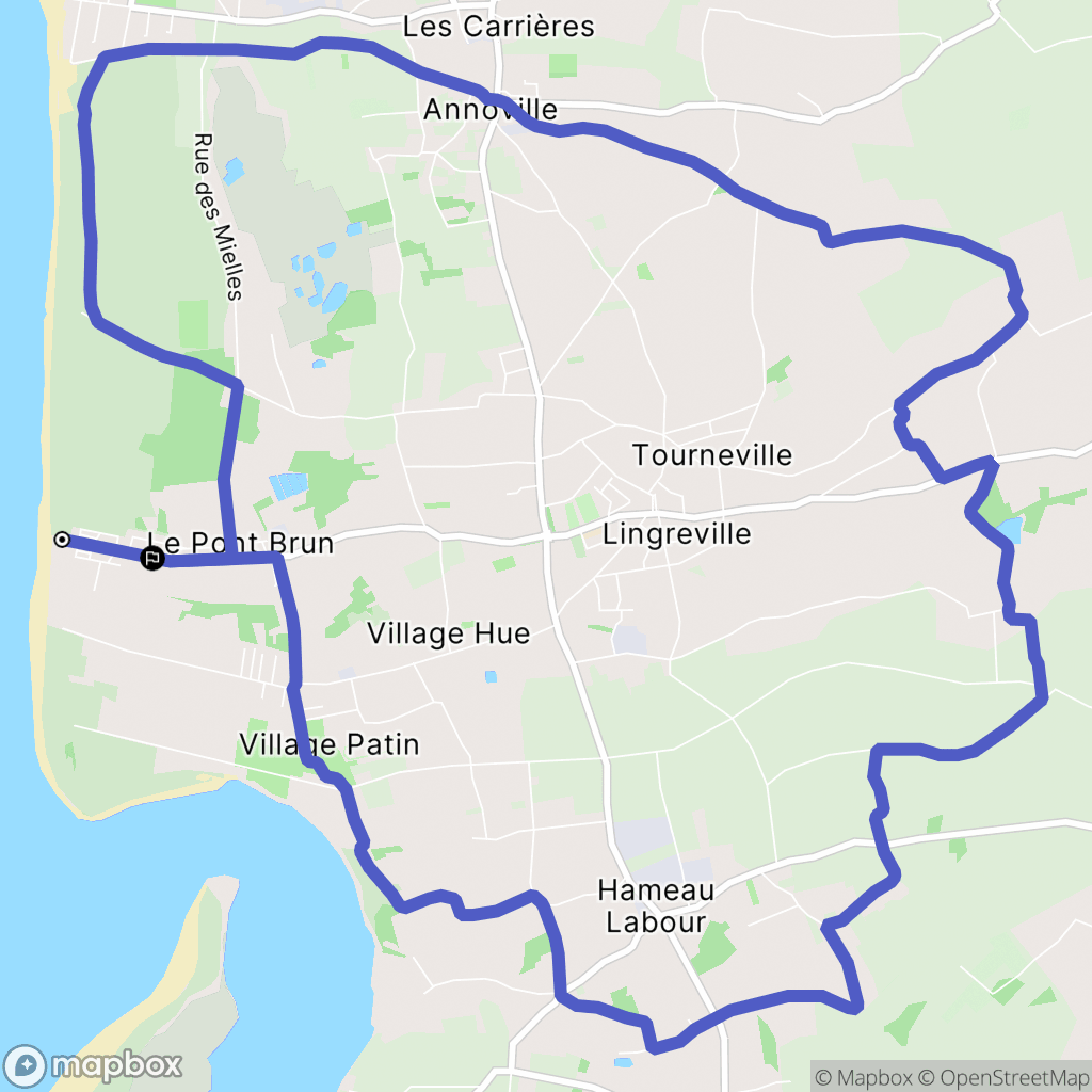 Tourneville-sur-Mer : carte du parcours de randonnée - France