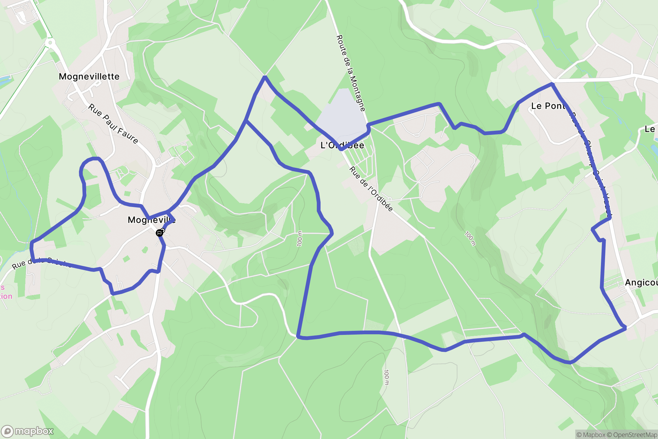 Mogneville : carte du parcours de randonnée - France
