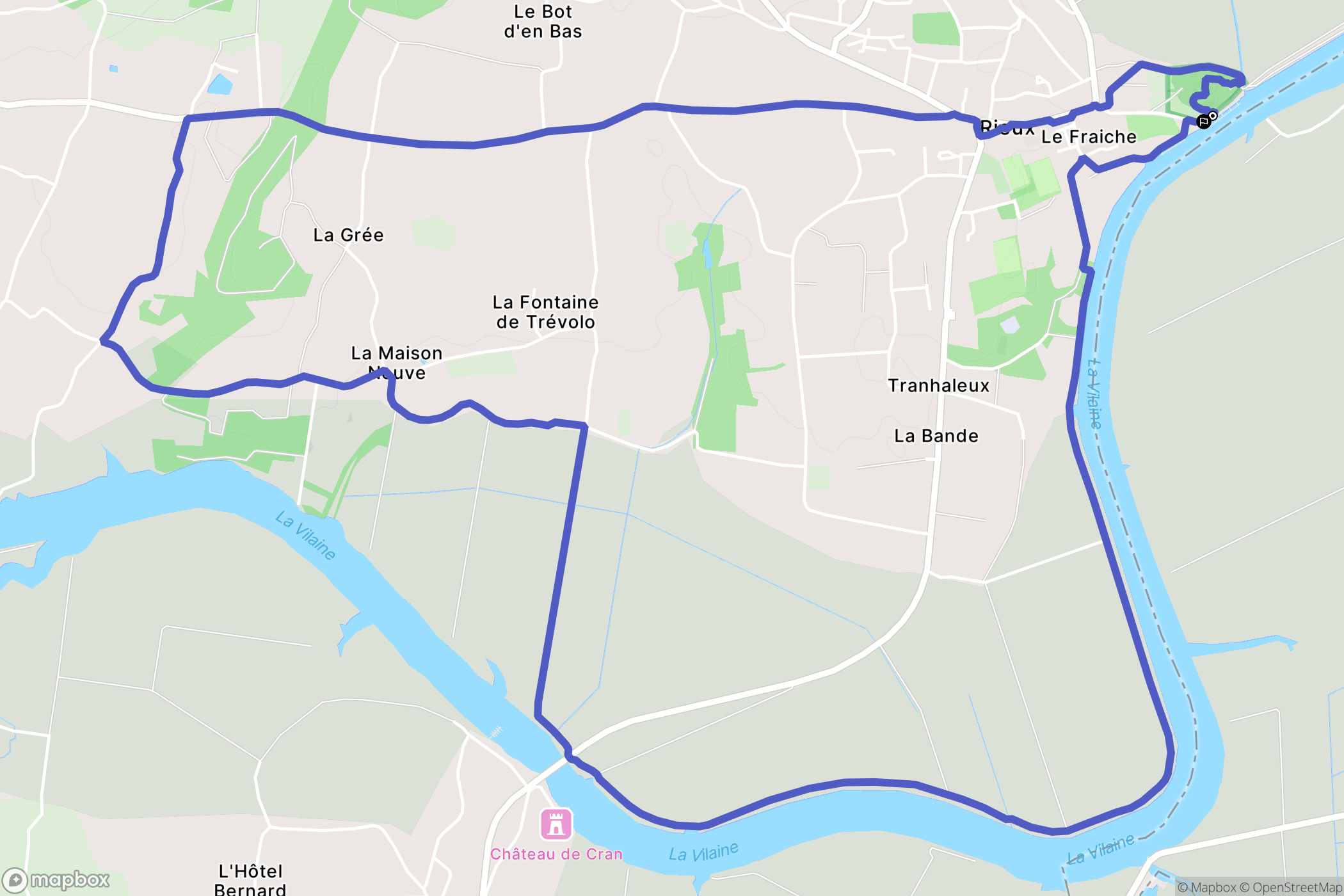 Rieux : carte du parcours de randonnée - France