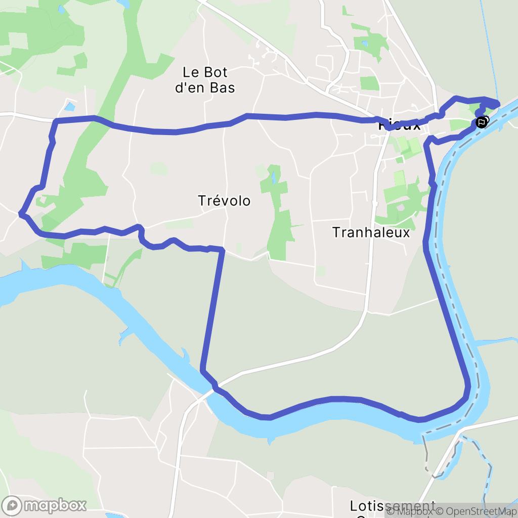 Rieux : carte du parcours de randonnée - France