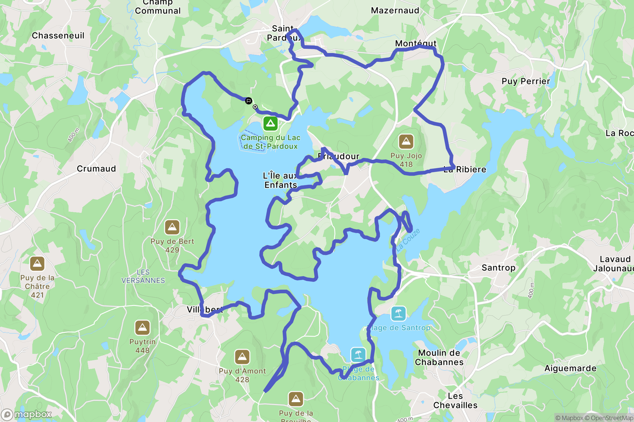 Saint-Pardoux-le-Lac : carte du parcours de randonnée - France