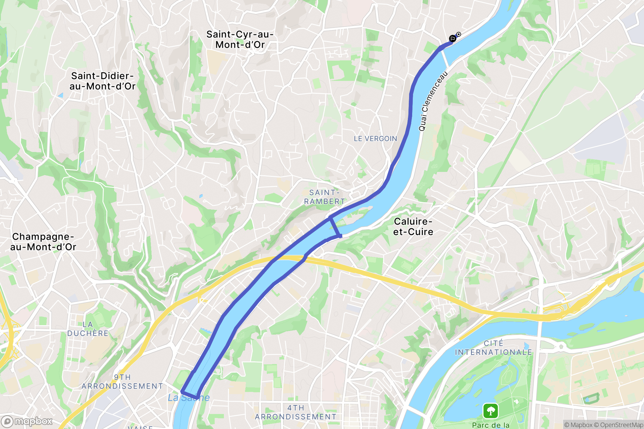 Collonges-au-Mont-d'Or : carte du parcours de randonnée - France