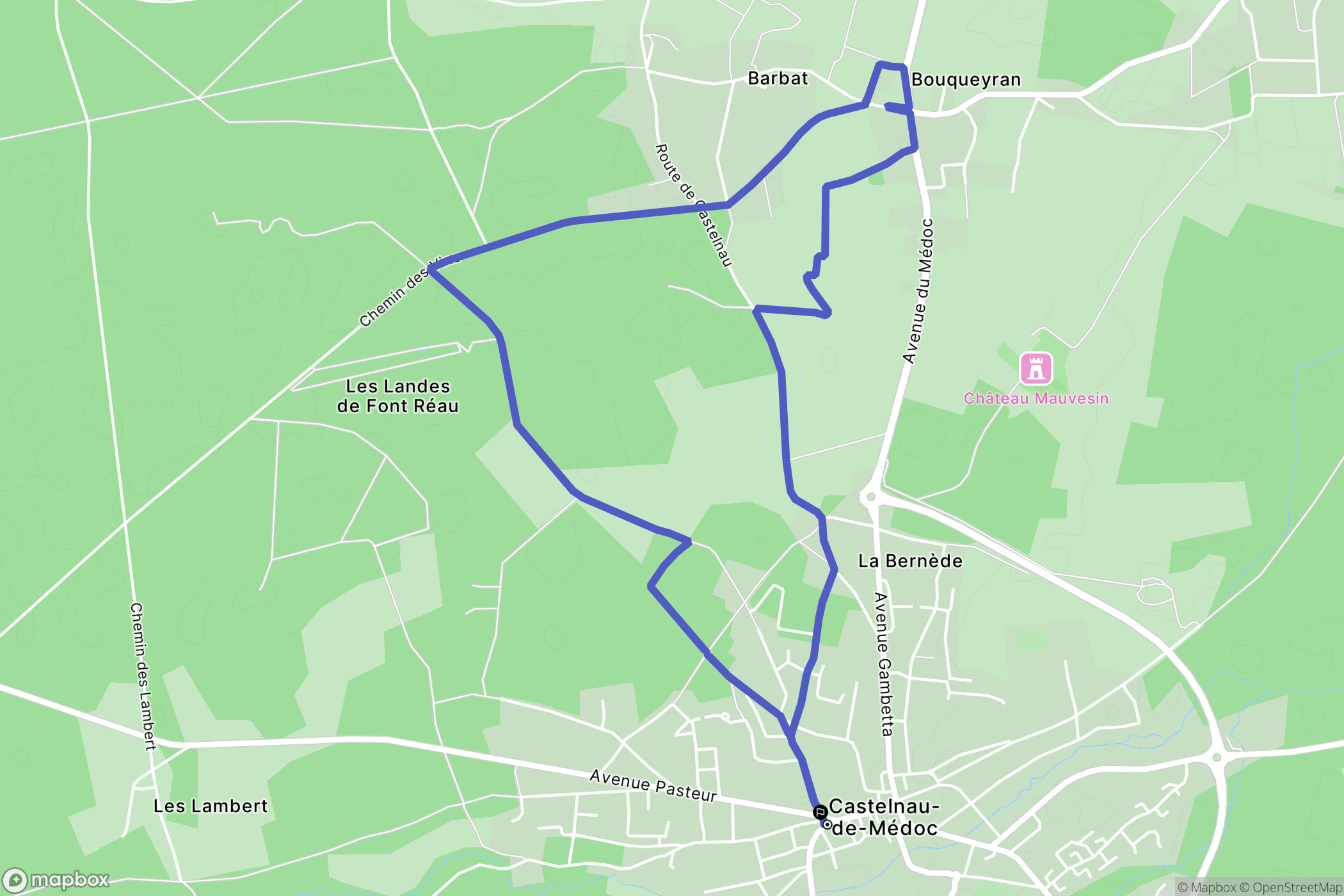 Castelnau-de-Médoc : carte du parcours de randonnée - France
