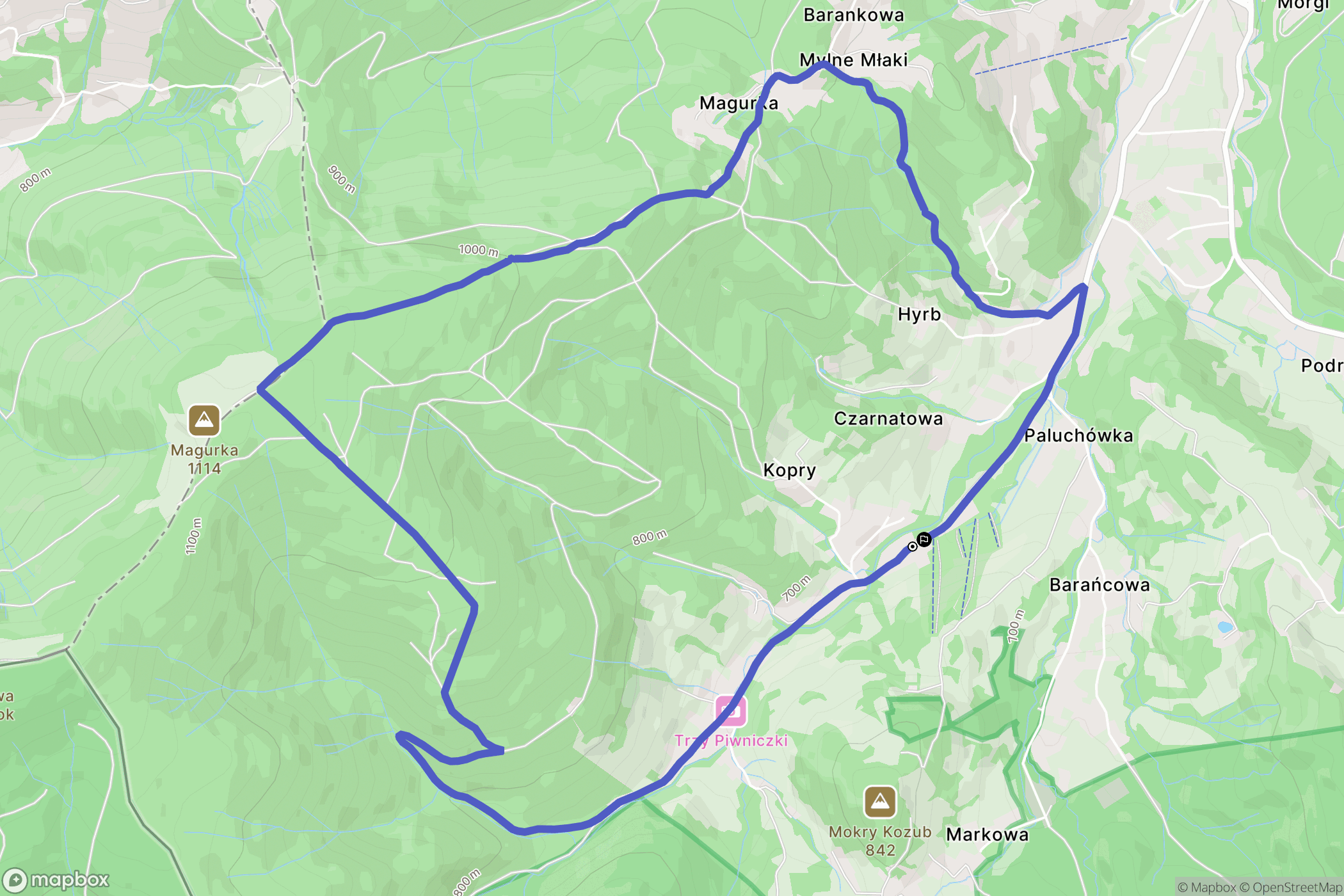 Zawoja: mapa trasy - Poland